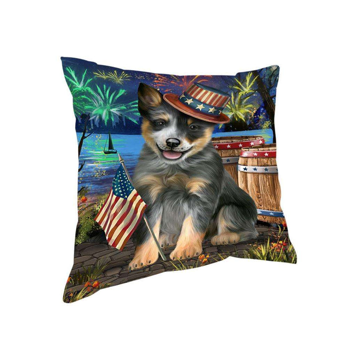 4th of July Independence Day Fireworks Blue Heeler Dog at the Lake Pillow PIL60488