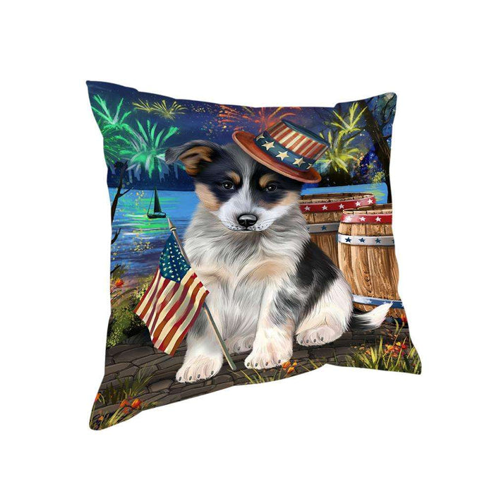 4th of July Independence Day Fireworks Blue Heeler Dog at the Lake Pillow PIL60492