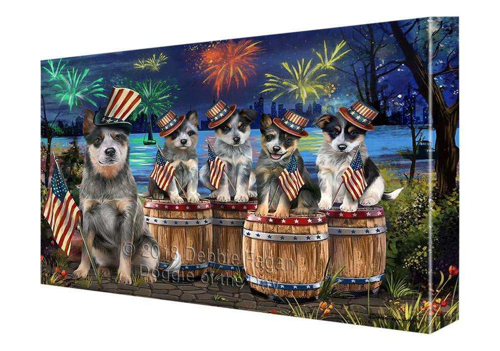 4th of July Independence Day Fireworks Blue Heelers at the Lake Canvas Print Wall Art Décor CVS75743