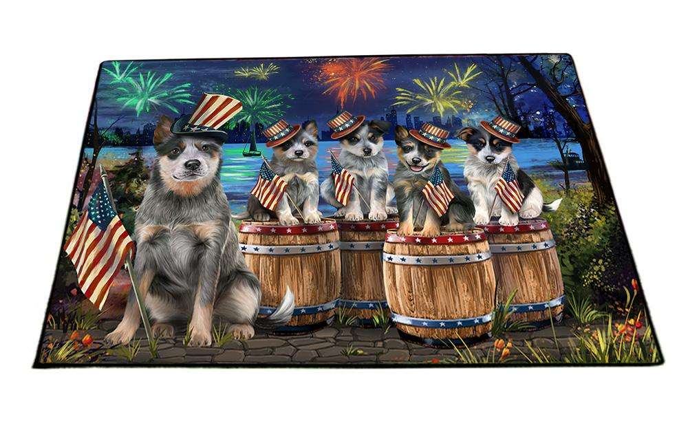 4th of July Independence Day Fireworks Blue Heelers at the Lake Floormat FLMS50877
