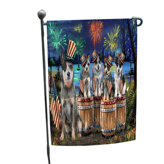 4th of July Independence Day Fireworks Blue Heelers at the Lake Garden Flag GFLG50939