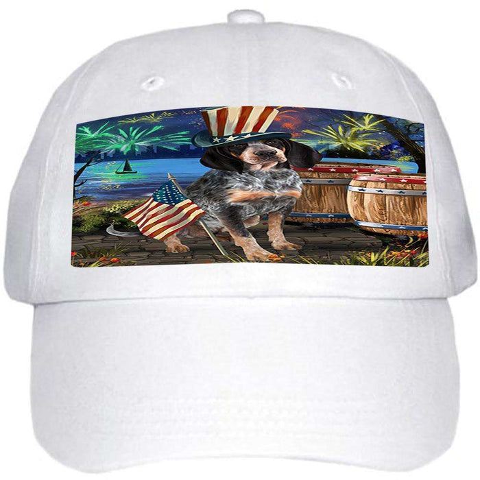 4th of July Independence Day Fireworks Bluetick Coonhound Dog at the Lake Ball Hat Cap HAT57057