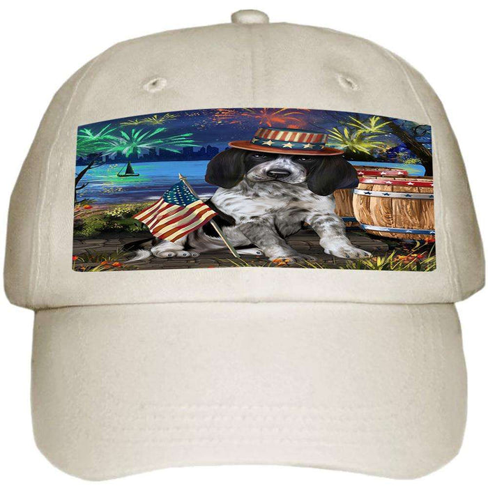 4th of July Independence Day Fireworks Bluetick Coonhound Dog at the Lake Ball Hat Cap HAT57060