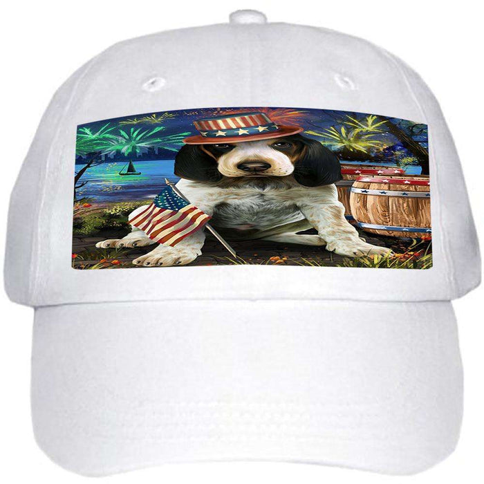 4th of July Independence Day Fireworks Bluetick Coonhound Dog at the Lake Ball Hat Cap HAT57069