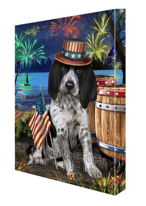 4th of July Independence Day Fireworks Bluetick Coonhound Dog at the Lake Canvas Print Wall Art Décor CVS76571