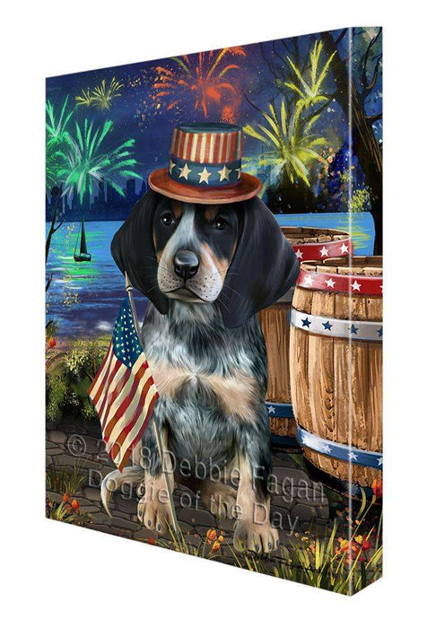 4th of July Independence Day Fireworks Bluetick Coonhound Dog at the Lake Canvas Print Wall Art Décor CVS76580