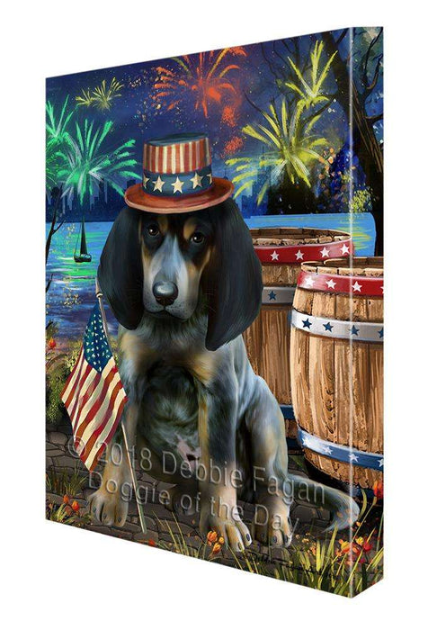 4th of July Independence Day Fireworks Bluetick Coonhound Dog at the Lake Canvas Print Wall Art Décor CVS76589