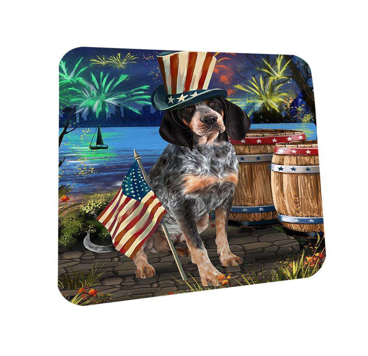 4th of July Independence Day Fireworks Bluetick Coonhound Dog at the Lake Coasters Set of 4 CST51067