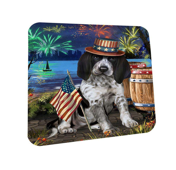 4th of July Independence Day Fireworks Bluetick Coonhound Dog at the Lake Coasters Set of 4 CST51068