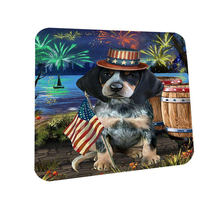 4th of July Independence Day Fireworks Bluetick Coonhound Dog at the Lake Coasters Set of 4 CST51069