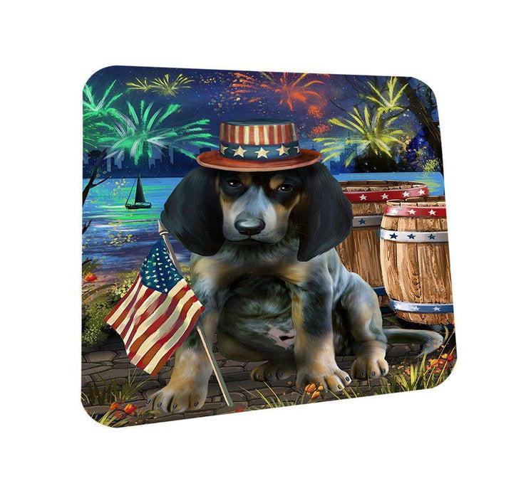 4th of July Independence Day Fireworks Bluetick Coonhound Dog at the Lake Coasters Set of 4 CST51070