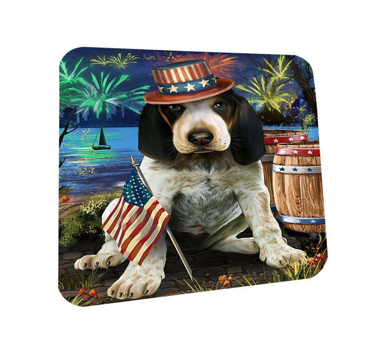 4th of July Independence Day Fireworks Bluetick Coonhound Dog at the Lake Coasters Set of 4 CST51071