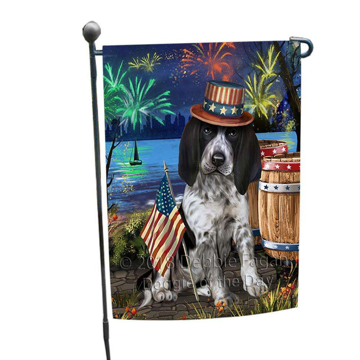 4th of July Independence Day Fireworks Bluetick Coonhound Dog at the Lake Garden Flag GFLG51031