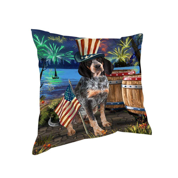 4th of July Independence Day Fireworks Bluetick Coonhound Dog at the Lake Pillow PIL60496