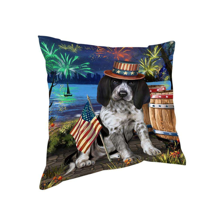 4th of July Independence Day Fireworks Bluetick Coonhound Dog at the Lake Pillow PIL60500