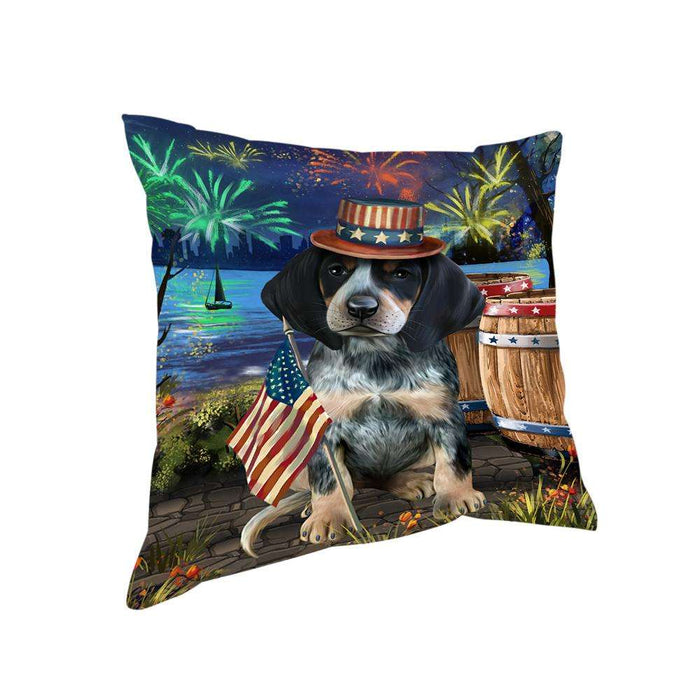 4th of July Independence Day Fireworks Bluetick Coonhound Dog at the Lake Pillow PIL60504