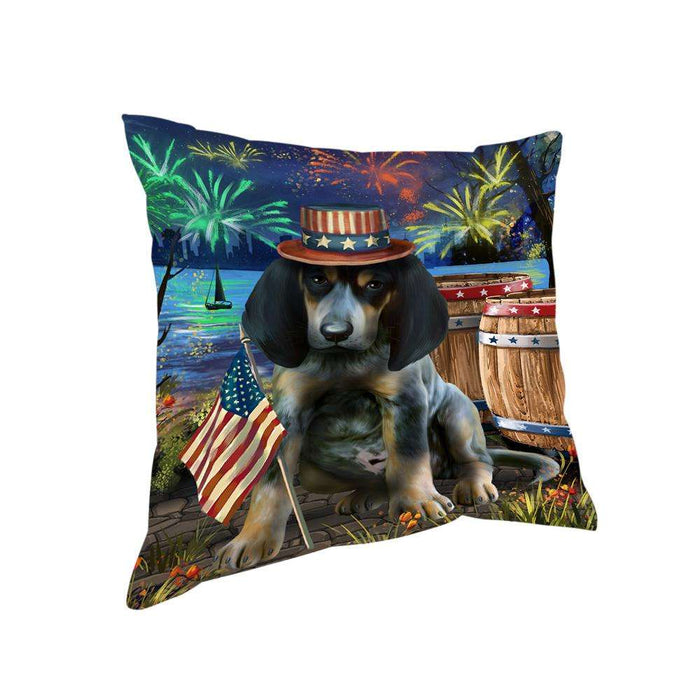 4th of July Independence Day Fireworks Bluetick Coonhound Dog at the Lake Pillow PIL60508