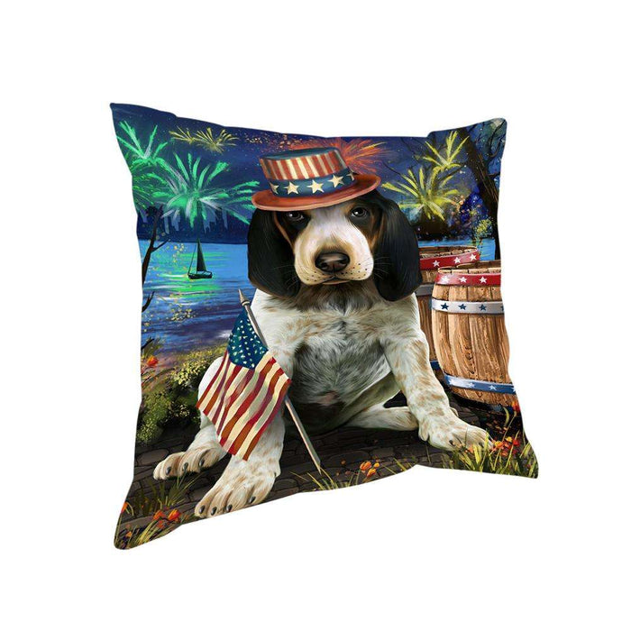 4th of July Independence Day Fireworks Bluetick Coonhound Dog at the Lake Pillow PIL60512