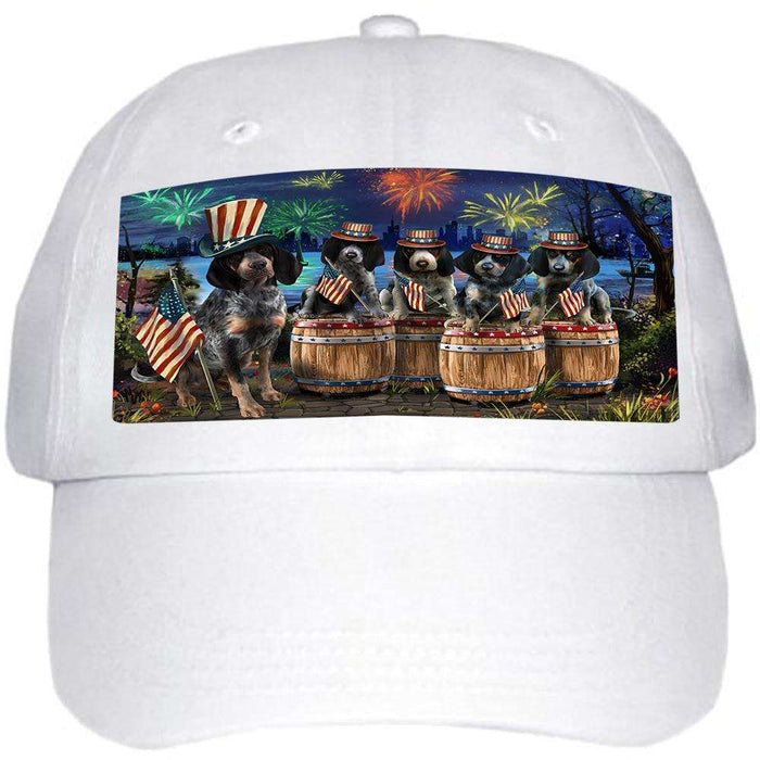 4th of July Independence Day Fireworks Bluetick Coonhounds at the Lake Ball Hat Cap HAT56787