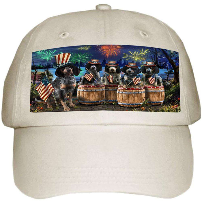 4th of July Independence Day Fireworks Bluetick Coonhounds at the Lake Ball Hat Cap HAT56787