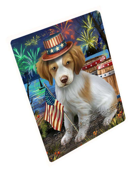 4th of July Independence Day Fireworks Brittany Spaniel Dog at the Lake Blanket BLNKT74469
