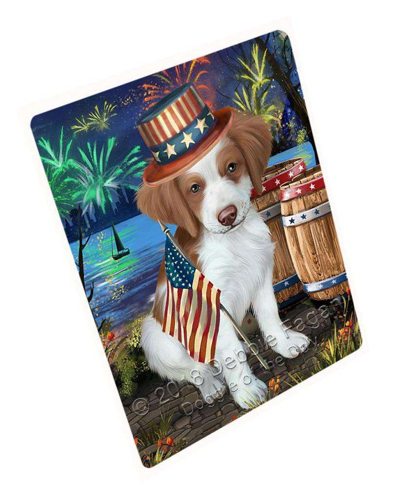 4th of July Independence Day Fireworks Brittany Spaniel Dog at the Lake Blanket BLNKT74487