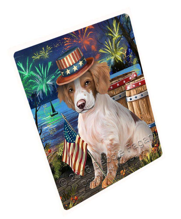 4th of July Independence Day Fireworks Brittany Spaniel Dog at the Lake Blanket BLNKT74496
