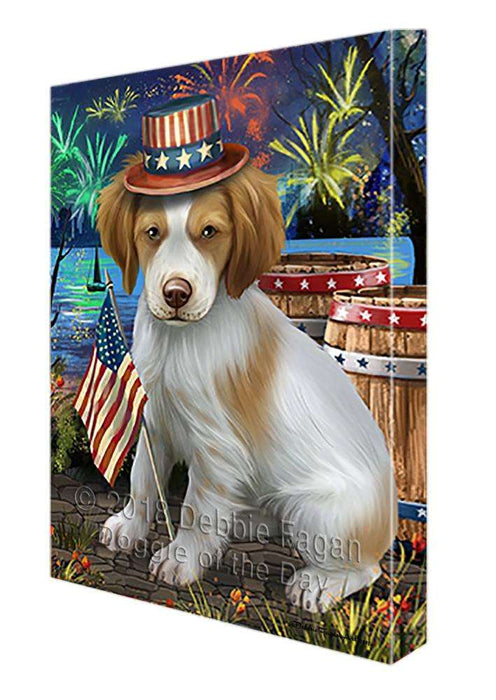 4th of July Independence Day Fireworks Brittany Spaniel Dog at the Lake Canvas Print Wall Art Décor CVS74978