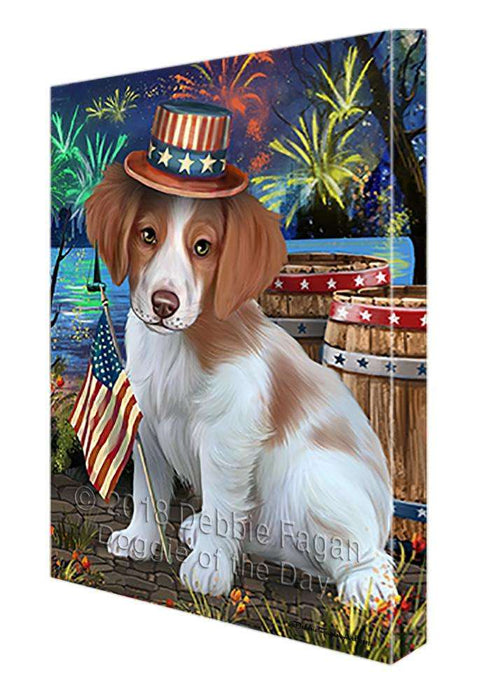 4th of July Independence Day Fireworks Brittany Spaniel Dog at the Lake Canvas Print Wall Art Décor CVS74987