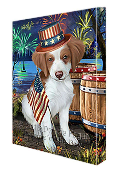 4th of July Independence Day Fireworks Brittany Spaniel Dog at the Lake Canvas Print Wall Art Décor CVS74996