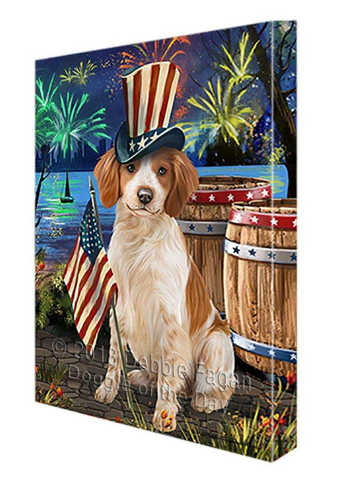 4th of July Independence Day Fireworks Brittany Spaniel Dog at the Lake Canvas Print Wall Art Décor CVS75014