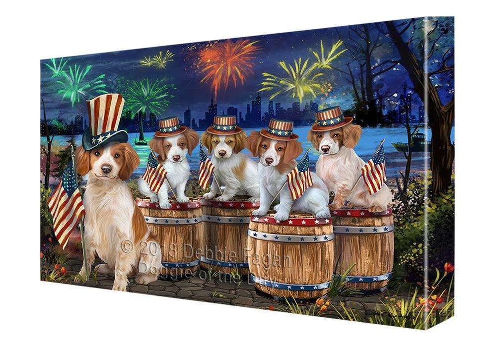 4th of July Independence Day Fireworks Brittany Spaniels at the Lake Canvas Print Wall Art Décor CVS75761