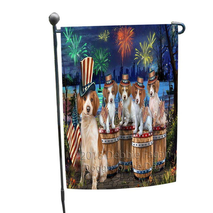 4th of July Independence Day Fireworks Brittany Spaniels at the Lake Garden Flag GFLG50941