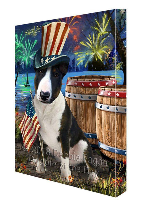 4th of July Independence Day Fireworks Bull Terrier Dog at the Lake Canvas Print Wall Art Décor CVS76607