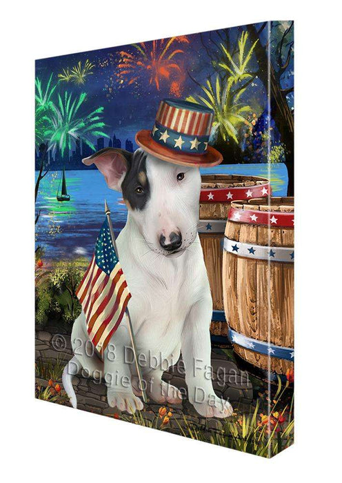 4th of July Independence Day Fireworks Bull Terrier Dog at the Lake Canvas Print Wall Art Décor CVS76616