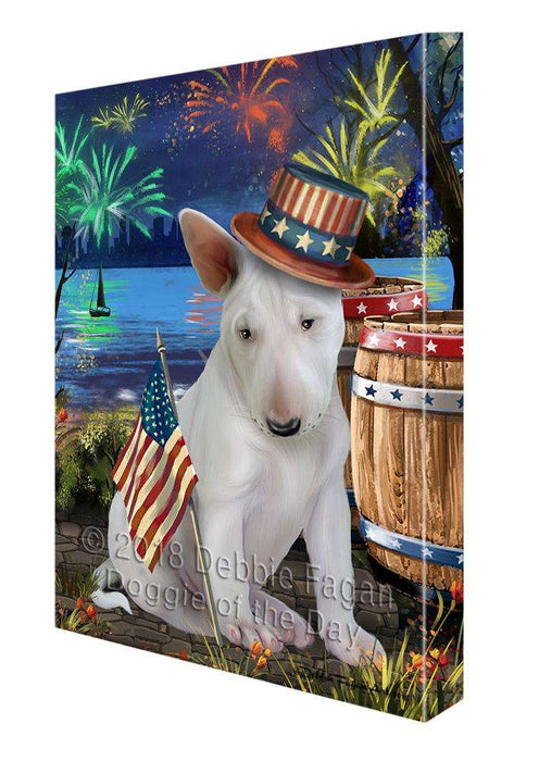 4th of July Independence Day Fireworks Bull Terrier Dog at the Lake Canvas Print Wall Art Décor CVS76625