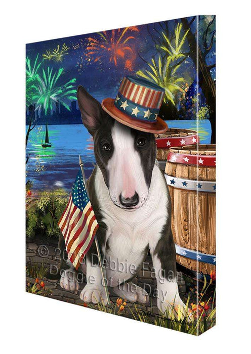 4th of July Independence Day Fireworks Bull Terrier Dog at the Lake Canvas Print Wall Art Décor CVS76634