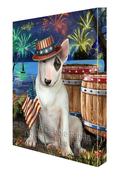 4th of July Independence Day Fireworks Bull Terrier Dog at the Lake Canvas Print Wall Art Décor CVS76643