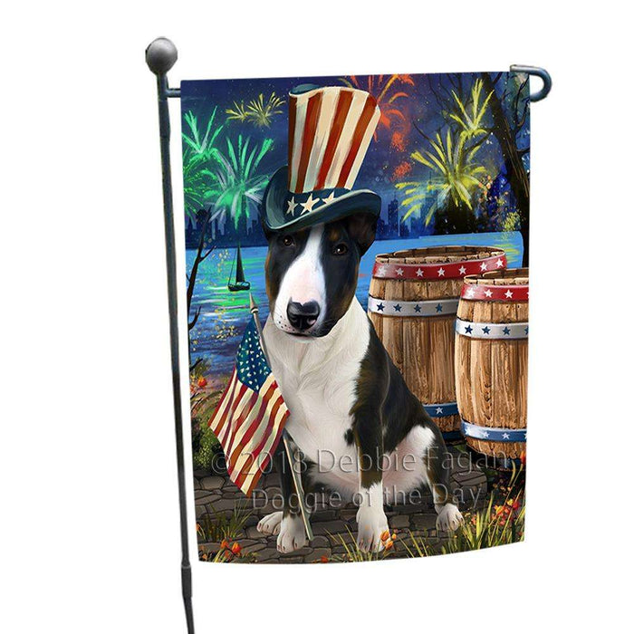4th of July Independence Day Fireworks Bull Terrier Dog at the Lake Garden Flag GFLG51035