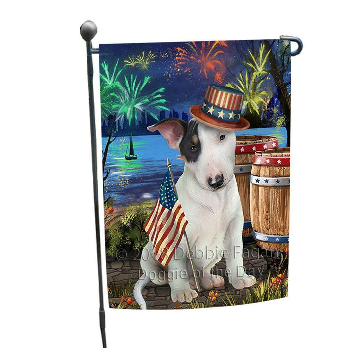 4th of July Independence Day Fireworks Bull Terrier Dog at the Lake Garden Flag GFLG51036