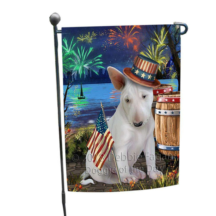 4th of July Independence Day Fireworks Bull Terrier Dog at the Lake Garden Flag GFLG51037