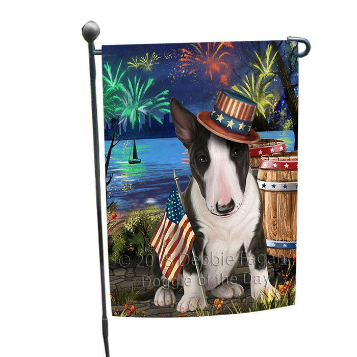 4th of July Independence Day Fireworks Bull Terrier Dog at the Lake Garden Flag GFLG51038