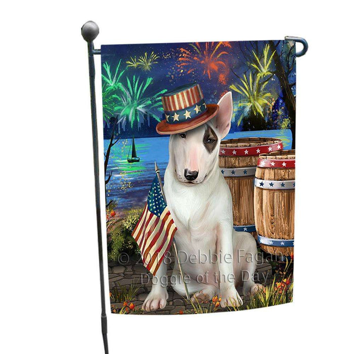 4th of July Independence Day Fireworks Bull Terrier Dog at the Lake Garden Flag GFLG51039