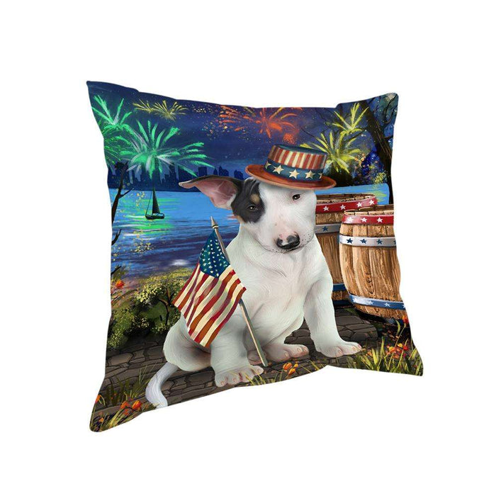 4th of July Independence Day Fireworks Bull Terrier Dog at the Lake Pillow PIL60520