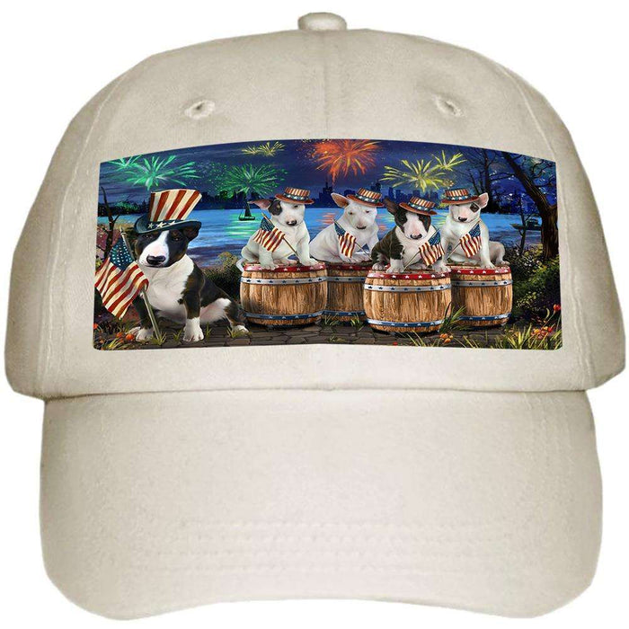 4th of July Independence Day Fireworks Bull Terriers at the Lake Ball Hat Cap HAT56793