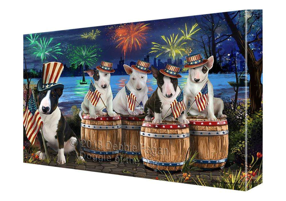 4th of July Independence Day Fireworks Bull Terriers at the Lake Canvas Print Wall Art Décor CVS75770
