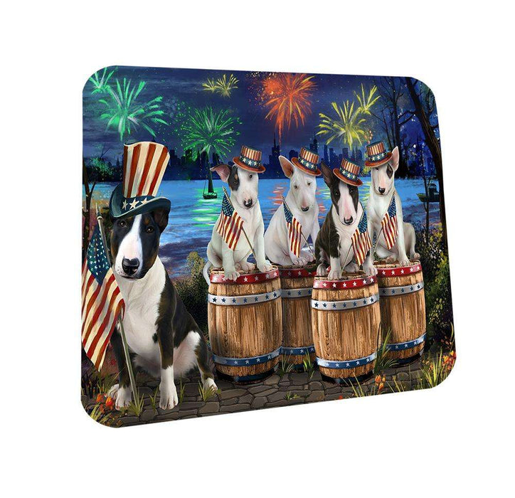 4th of July Independence Day Fireworks Bull Terriers at the Lake Coasters Set of 4 CST50979