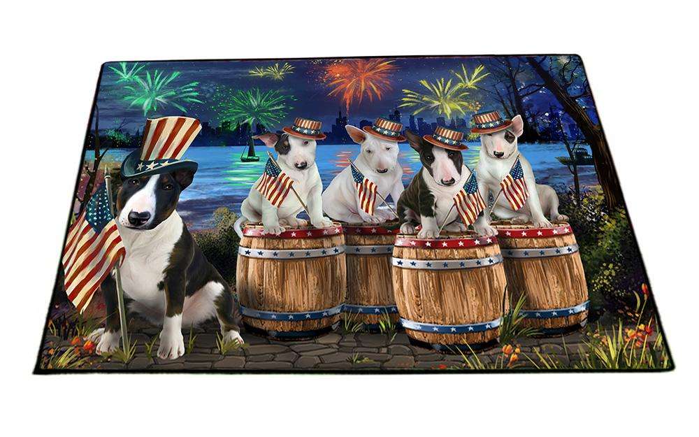 4th of July Independence Day Fireworks Bull Terriers at the Lake Floormat FLMS50886