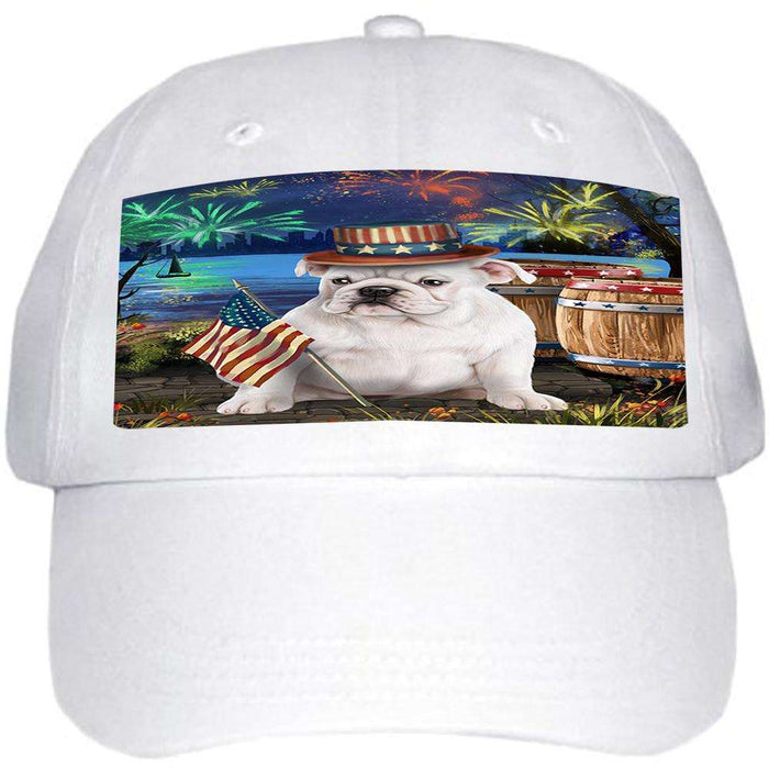 4th of July Independence Day Fireworks Bulldog at the Lake Ball Hat Cap HAT56550