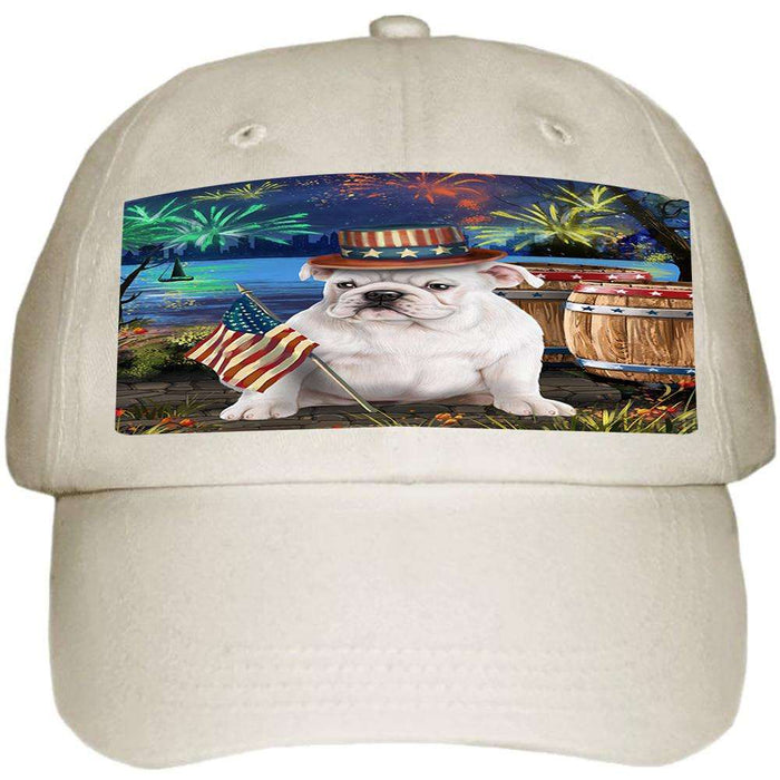 4th of July Independence Day Fireworks Bulldog at the Lake Ball Hat Cap HAT56550